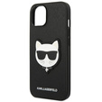 Karl Lagerfeld Telefontok a iPhone 14 Plus, Saffiano Choupette Head Patch, fekete