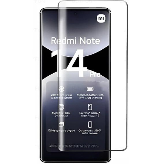 3D edzett üveg Xiaomi Redmi Note 14 Pro készülékhez, fekete keret