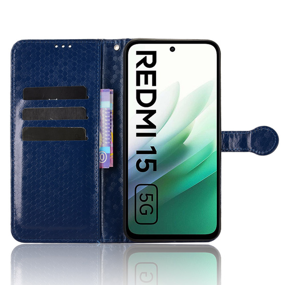 Pántos tok Xiaomi Redmi 15 5G / 4G, pénztárca rombusz, kék