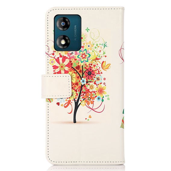 Pattintható tok a Motorola Moto E13, Wallet Tree, piros