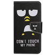 Pattintható tok a Xiaomi Redmi 13C / Poco C65, Wallet, Don't Touch My Phone, fekete