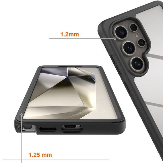 Tok Samsung Galaxy S25 Ultra készülékhez, Shockproof, fóliával, fekete