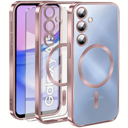 Tok Samsung Galaxy A15 4G/5G-hoz, Electro MagSafe, rózsaszín + üveg a képernyőhöz