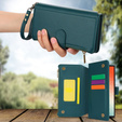 Pattintható tok a Samsung Galaxy S24 Ultra, Wallet Zipper Pocket RFID, vállpánttal, fekete