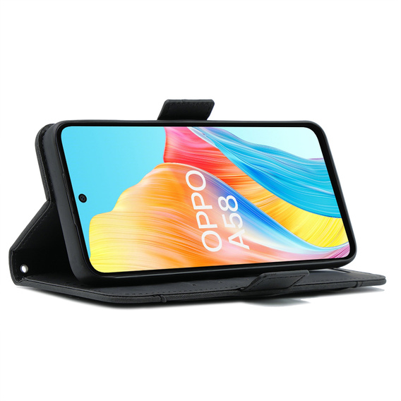 Pattintható tok a Oppo A58 4G, Card Slot, fekete