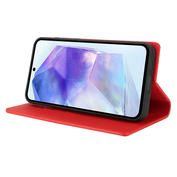 Pattintható tok a Samsung Galaxy S25+ Plus, Litchi Skin Grain, piros