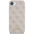GUESS Telefontok a iPhone 16E, 4G Metal Gold Logo, rózsaszín
