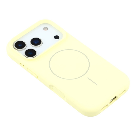 Szilikon tok iPhone 17 Pro Max készülékhez, MagSafe, ütésgátló, sárga színű