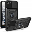 Páncélozott tok iPhone 16E, CamShield Slide, fekete + edzett üveg 9H