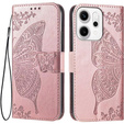 Pattintható tok Oppo Reno 14, Butterfly, pénztárca, rózsaarany