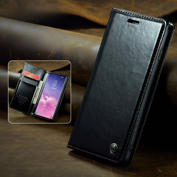 CASEME flip tok Samsung Galaxy S10+ Plus, Waxy Textured, fekete