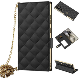 Flip tok Samsung Galaxy S24 Ultra készülékhez, GKK Mirror Wallet, fekete