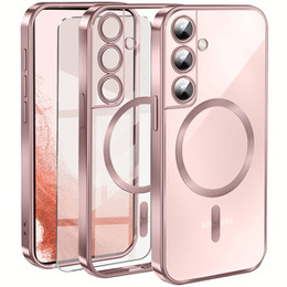 Tok Samsung Galaxy S22-hoz, Electro MagSafe, rózsaszín rose gold + üveg a képernyőhöz