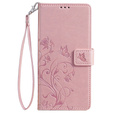 Pattintható tok a Motorola Moto E14, Butterfly, rózsaszín rose gold