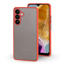 Szilikon tok Samsung Galaxy M15 5G, kamera védelemmel, átlátszó / piros