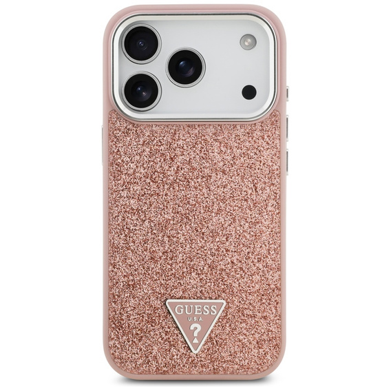 GUESS Glitter Triangle Logo MagSafe tok iPhone 17 Pro Max készülékhez
