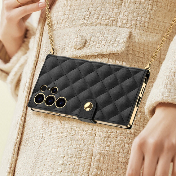 Flip tok Samsung Galaxy S25 Ultra készülékhez, GKK Mirror Wallet, fekete