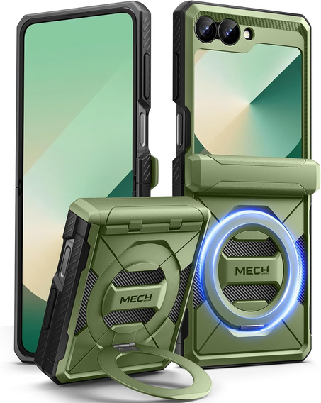 Tongate MECH tok MagSafe-val a Samsung Galaxy Z Flip7 FE / Z Flip6 készülékhez, zöld színű