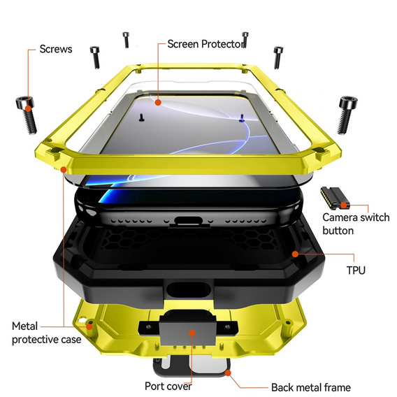 R-JUST páncélozott tok képernyővédővel és állvánnyal iPhone 17 Pro Max készülékhez