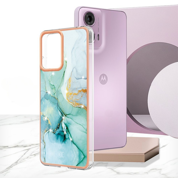 Védő tok Motorola Moto G24 / G24 Power / G04, Marble Slim Case, zöld