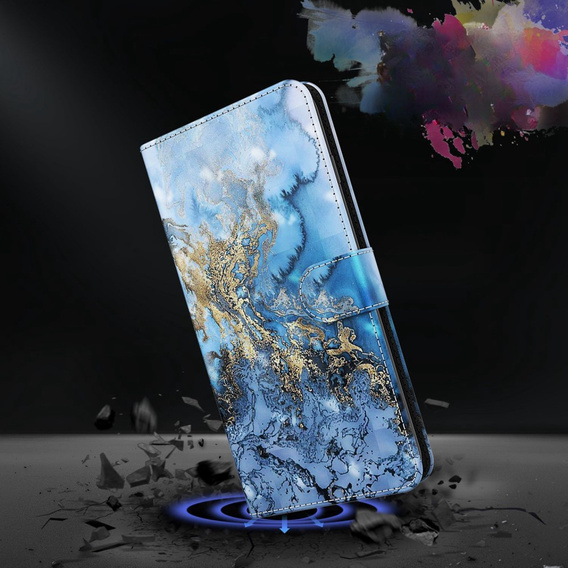 Pattintható tok a Oppo A17, Wallet, Marble kék