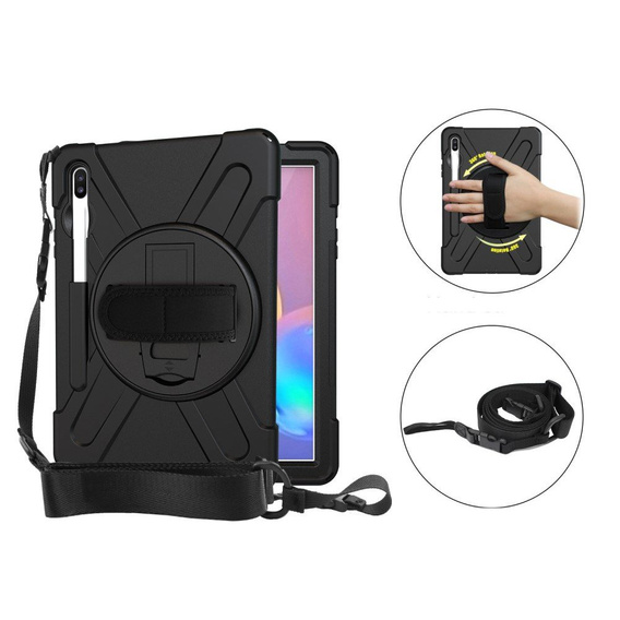 Páncélozott tok Samsung Galaxy Tab S6 T860/T865 iPad Pro 12.9 1, védő 360, hely a tollnak, fekete