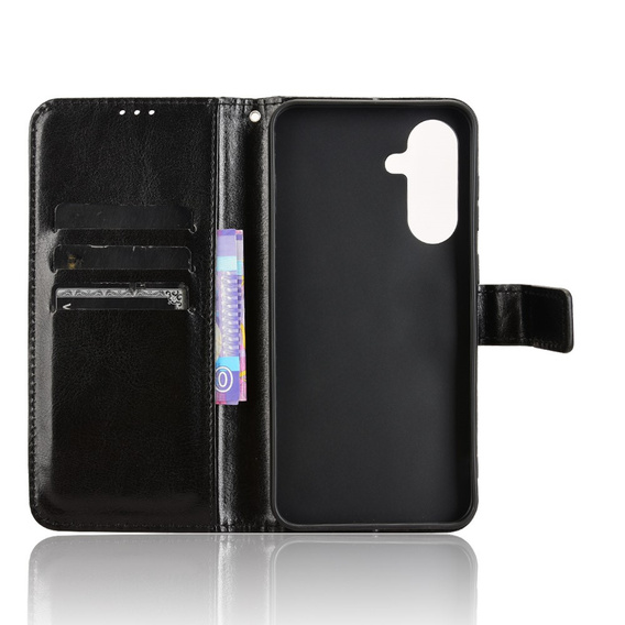Pattintható tok a Samsung Galaxy A56, Crazy Horse Wallet, fekete