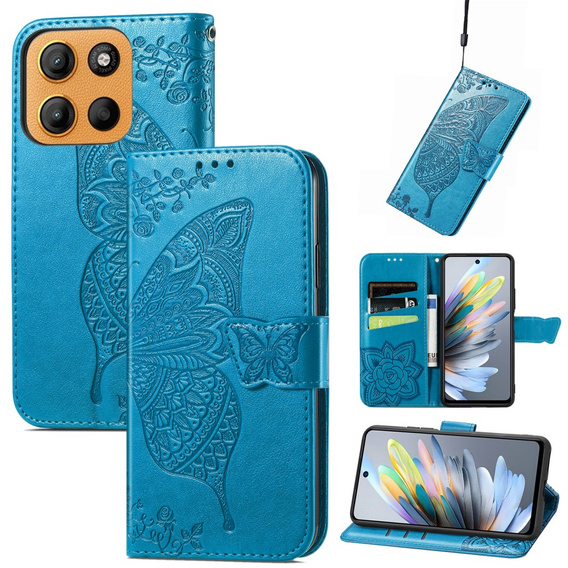 Pattintható tok a Motorola Moto G15 / Motorola Moto G15 Power, Butterfly, kék