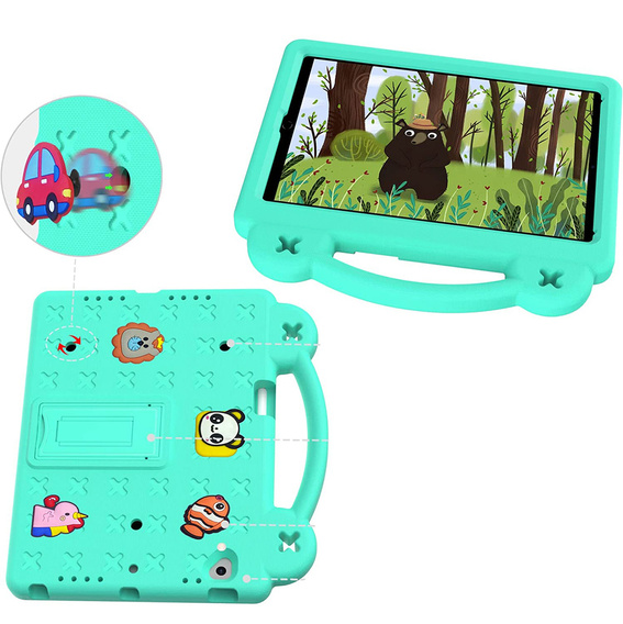 Gyermek tok Lenovo Tab M10 X505F X605F / Tab P10-X705F/L / Huawei T5 10.1, Cute Patterns, állvánnyal, zöld