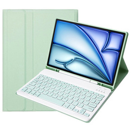 Tok + billentyűzet Apple iPad Air 11" 6 gen. 2024, Leather Pen Slot, világoszöld