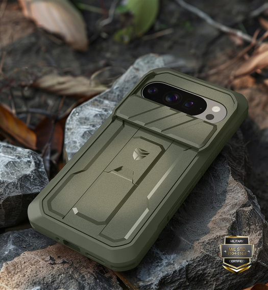 Páncélozott Dexnor tok kamera nyílással és állvánnyal a Google Pixel 10 / Pixel 10 Pro számára