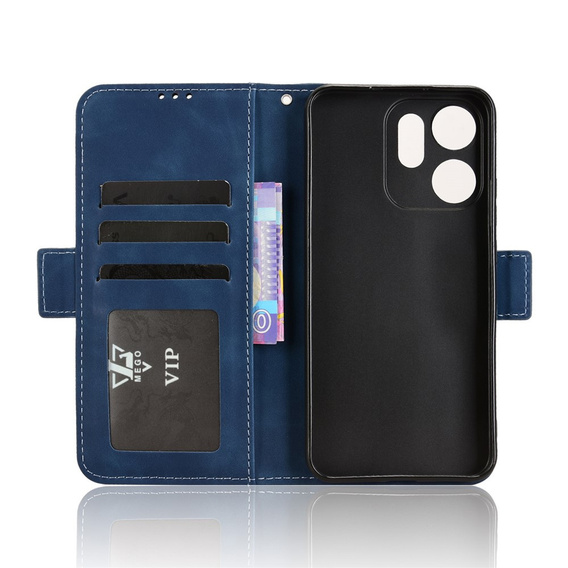 Flap tok Oppo Reno 14F, kártya slot, pénztárca, tengerészkék
