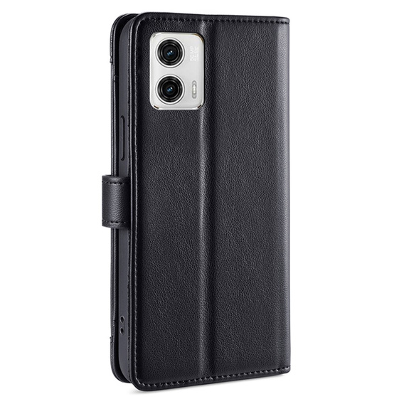 Pattintható tok a Motorola Moto G73 5G, Wallet Zipper Pocket, fekete