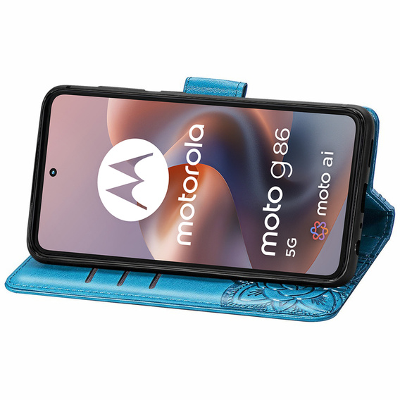 Pattintható tok a Motorola Moto G56 5G, Butterfly, kék