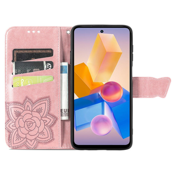 Pattintható tok a Infinix Hot 40i, Butterfly, rózsaszín rose gold