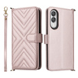 Tok patenttal a Samsung Galaxy S25 Edge-hez, Crossbody Leather Wallet, rózsaszín