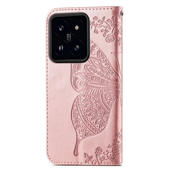 Pattintható tok a Xiaomi 14T Pro, Butterfly, rózsaszín rose gold