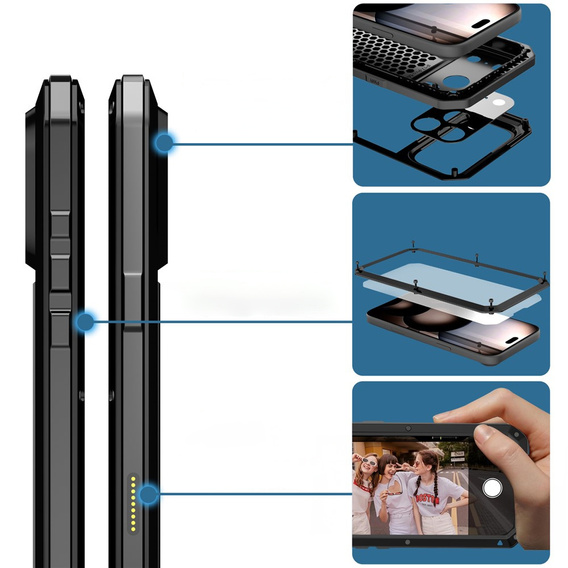 Páncélozott tok beépített edzett üveggel iPhone 17 Pro Max készülékekhez