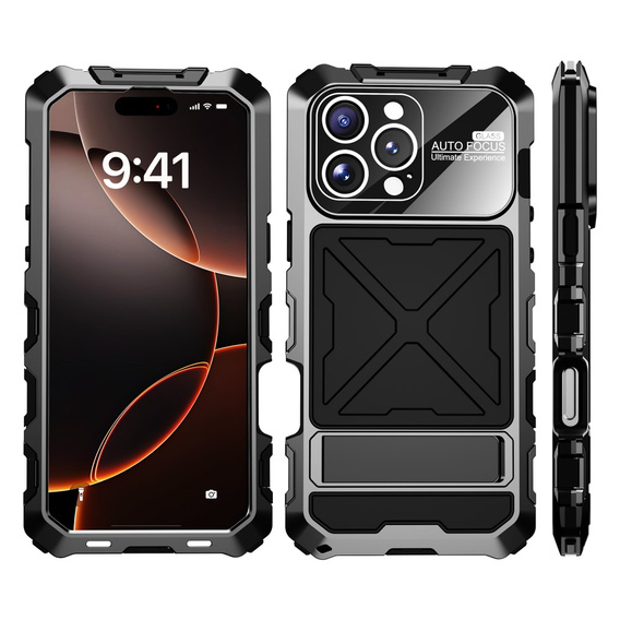 Páncélozott tok a iPhone 16 Pro, R-JUST, fekete
