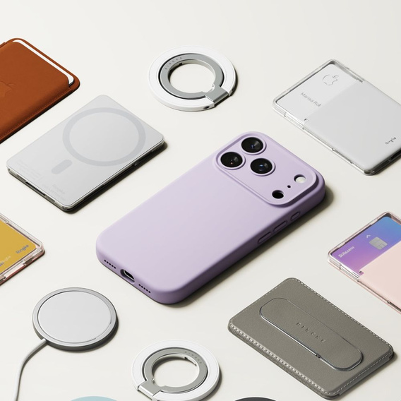 Ringke tok iPhone 17 Pro Max készülékhez, szilikon mágneses MagSafe, világos lila
