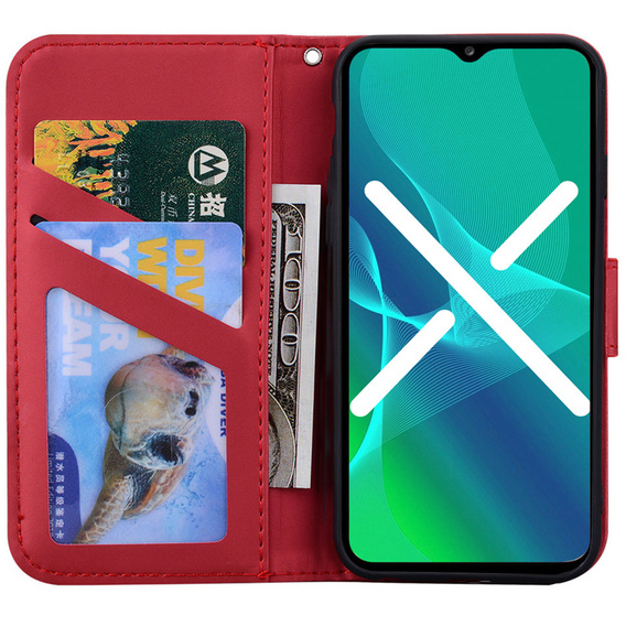 Pattintható tok a Xiaomi Redmi Note 8 Pro, Wallet Cat, piros