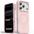 Szilikon tok iPhone 17 Pro Max készülékhez, MagSafe, ütésálló, rózsaszínű