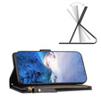 Pattintható tok a Xiaomi Redmi 13C / Poco C65, Wallet Zipper Pocket, fekete