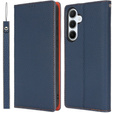 Pattintható tok a Samsung Galaxy S25, Litchi Skin Grain, sötétkék