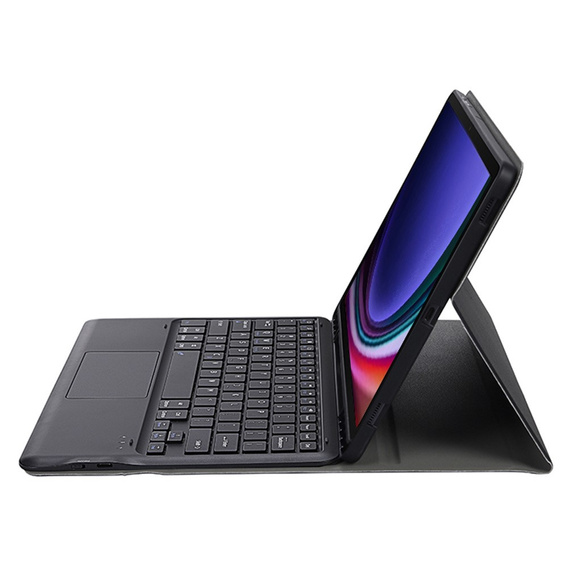 Tok + billentyűzet Samsung Galaxy Tab S9+, Leather Pen Slot TouchPad, fekete