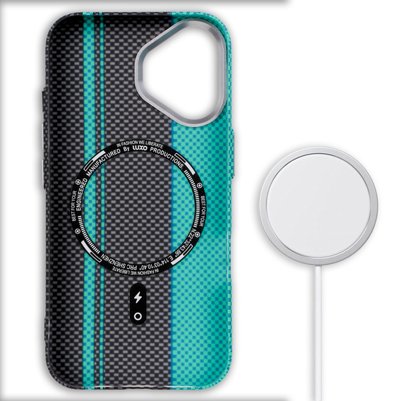 Tok iPhone 16, Carbon Fiber MagSafe, fekete / kék