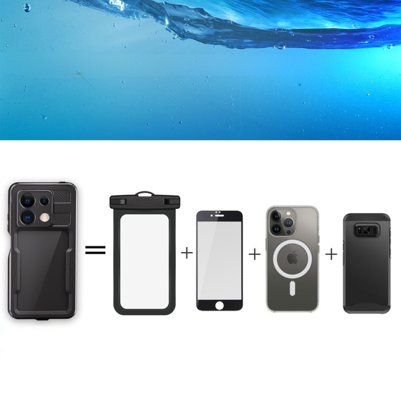 IP68 vízálló tok Xiaomi Redmi Note 13 5G, Redpepper, fekete