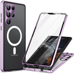 Magnetic Dual Glass MagSafe tok Samsung Galaxy S24 Ultra, lila