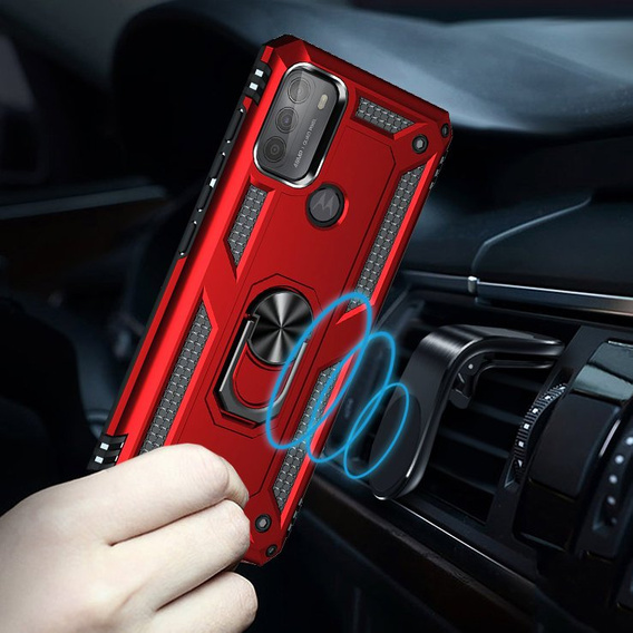 Páncélozott telefontok a Motorola Moto G50, Nox Case Ring, piros
