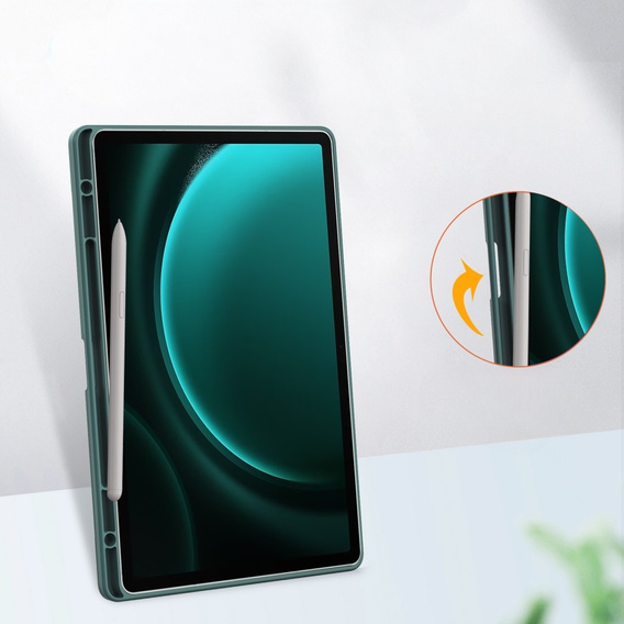 Tok Samsung Galaxy Tab S9 FE+ Plus, Smartcase Hybrid, tolltartó résszel, zöld